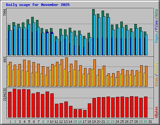 Daily usage for November 2025